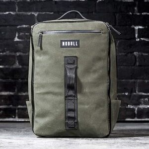 NOBULL Waxed Canvas Backpack - Army Green w/ Orange Interior